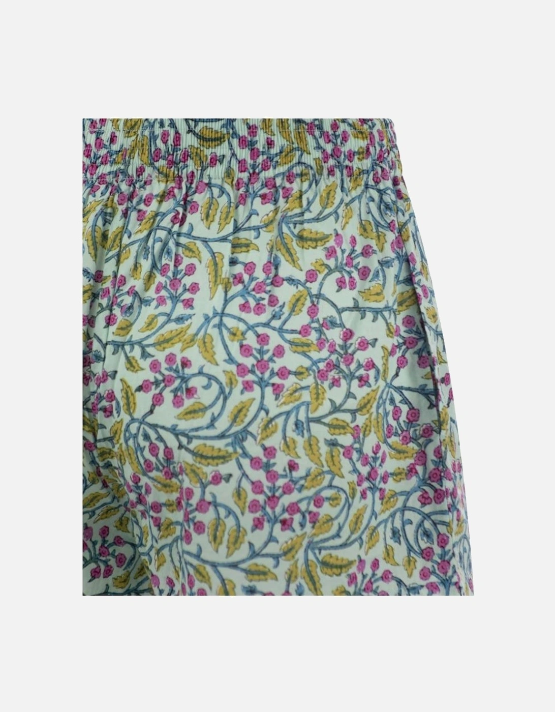 Floral Print Cotton Shorts Women - Green