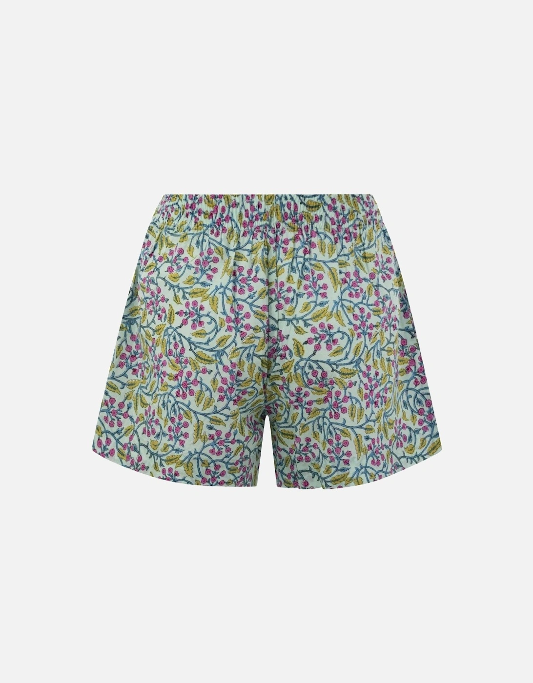 Floral Print Cotton Shorts Women - Green