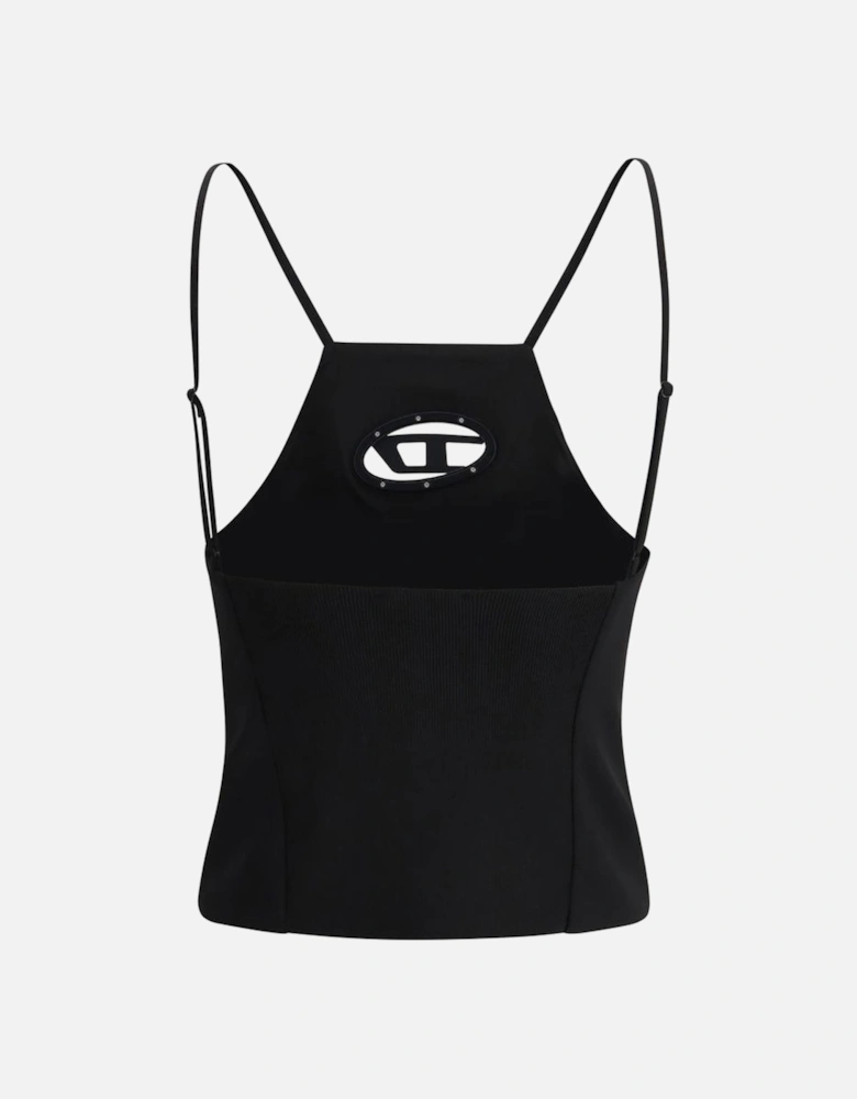 Wool Cropped Top with Cut-Out Details Women - Black T-Shirts