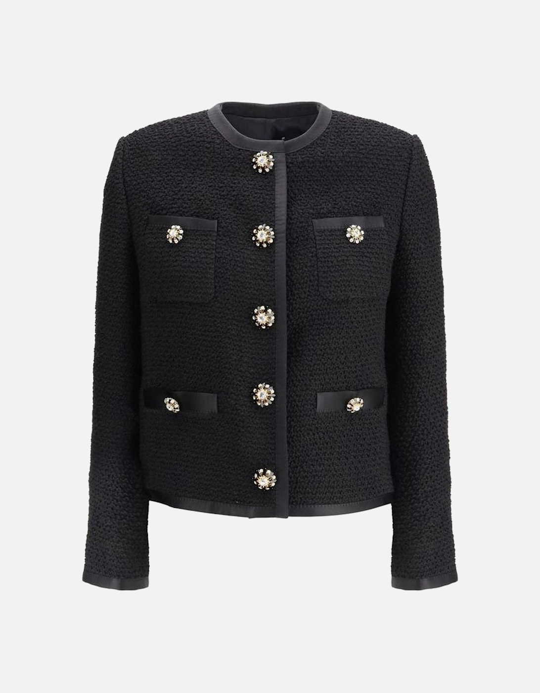 Short Jacket with Jewel Buttons and Nappa Pockets Women - Black, 4 of 3