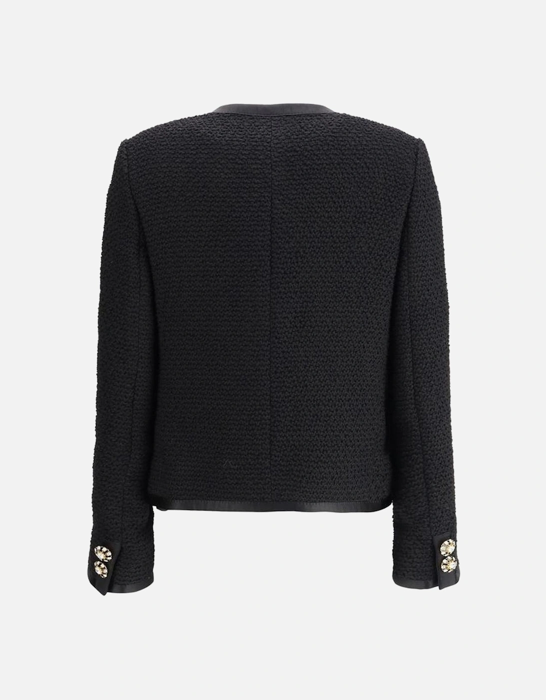 Short Jacket with Jewel Buttons and Nappa Pockets Women - Black