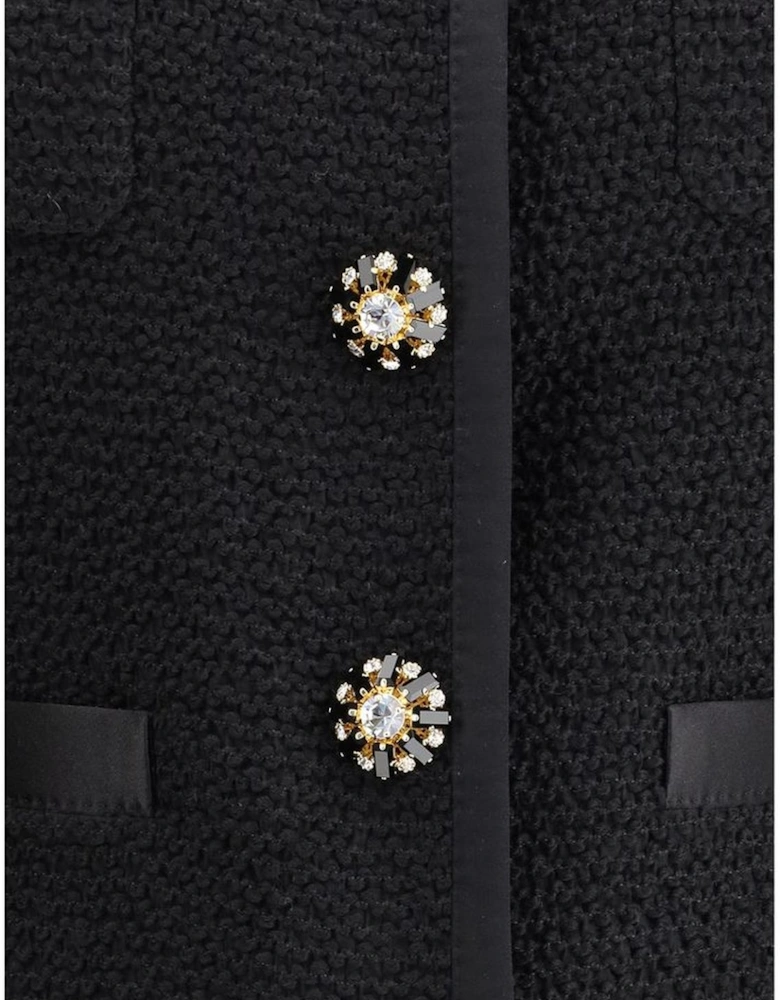 Short Jacket with Jewel Buttons and Nappa Pockets Women - Black