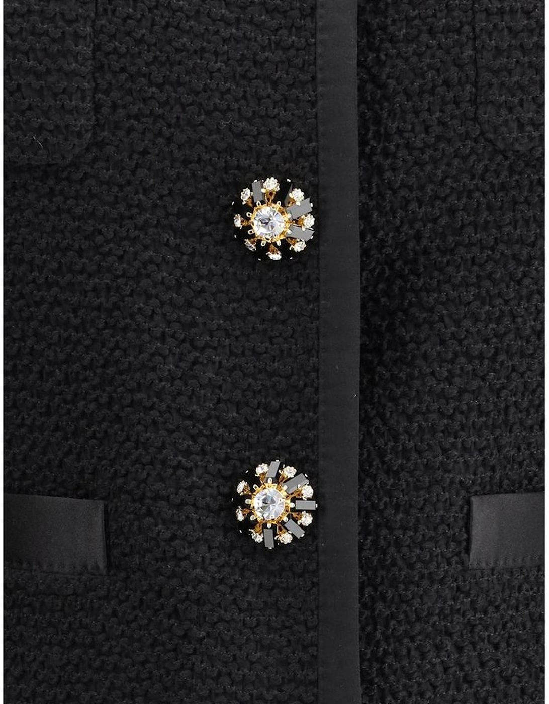 Short Jacket with Jewel Buttons and Nappa Pockets Women - Black