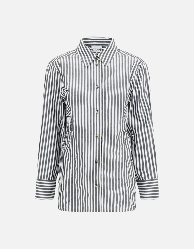 Cotton Striped Shirt with Ribbon Ties Women - Multicolor