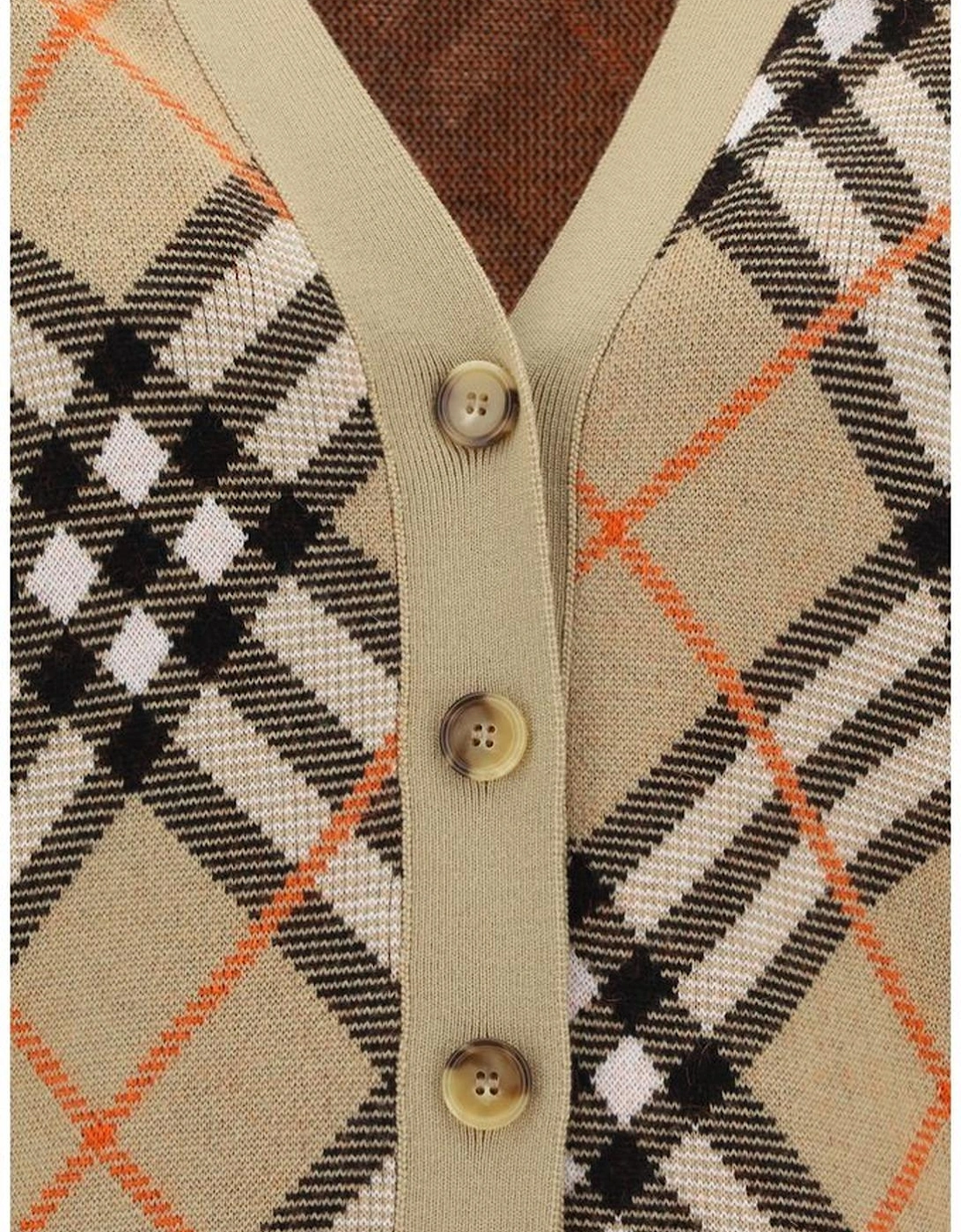 Wool Cardigan with Check Archive Pattern Women - Brown Sweaters
