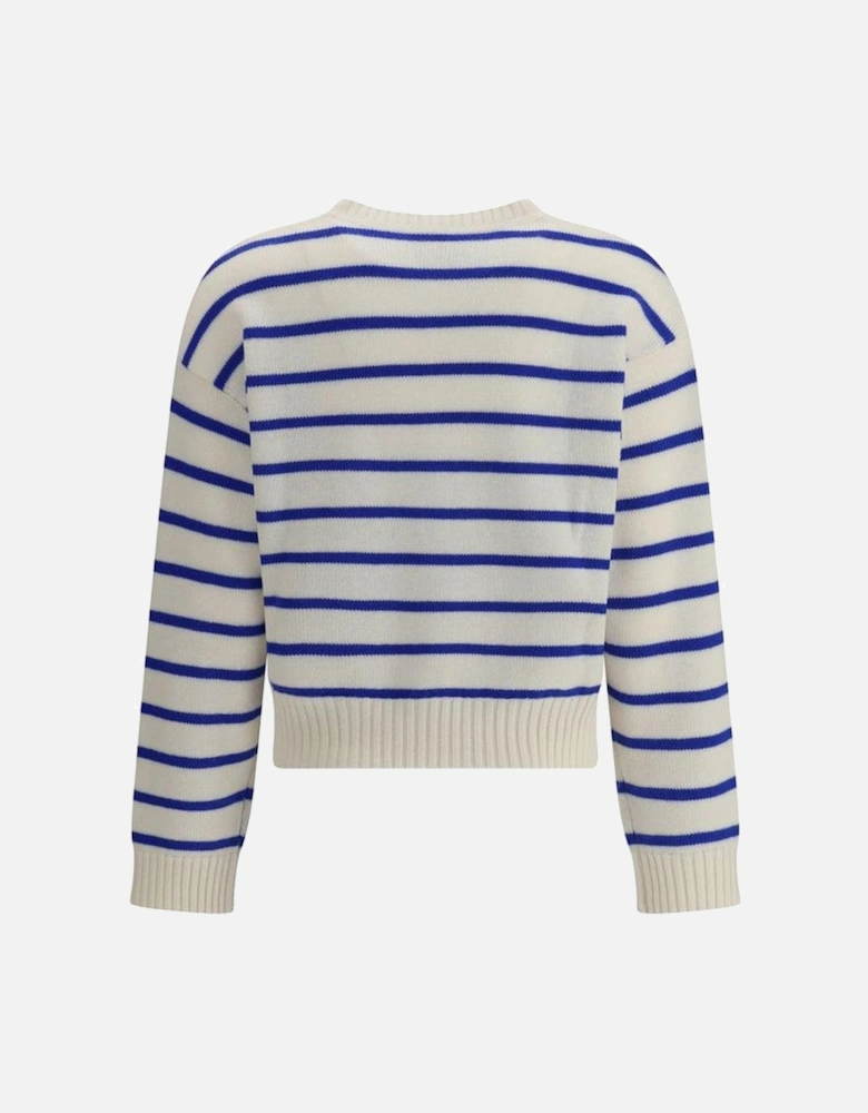 Striped Sweater with Ribbed Crew Neck and Logo Women - Multicolor