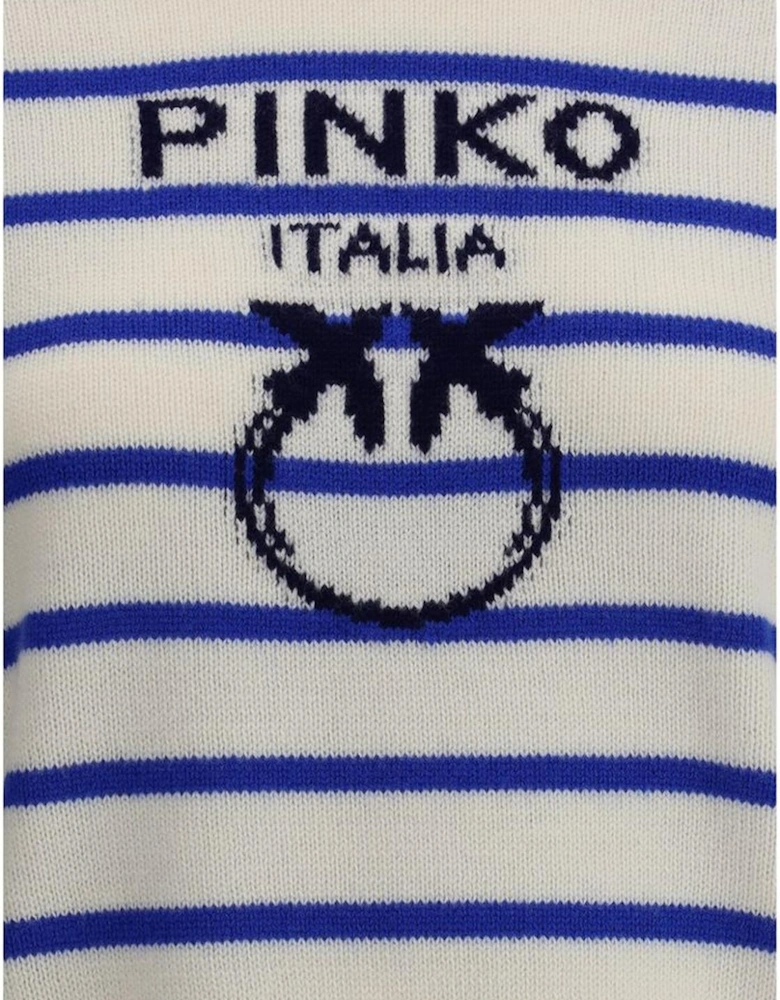 Striped Sweater with Ribbed Crew Neck and Logo Women - Multicolor