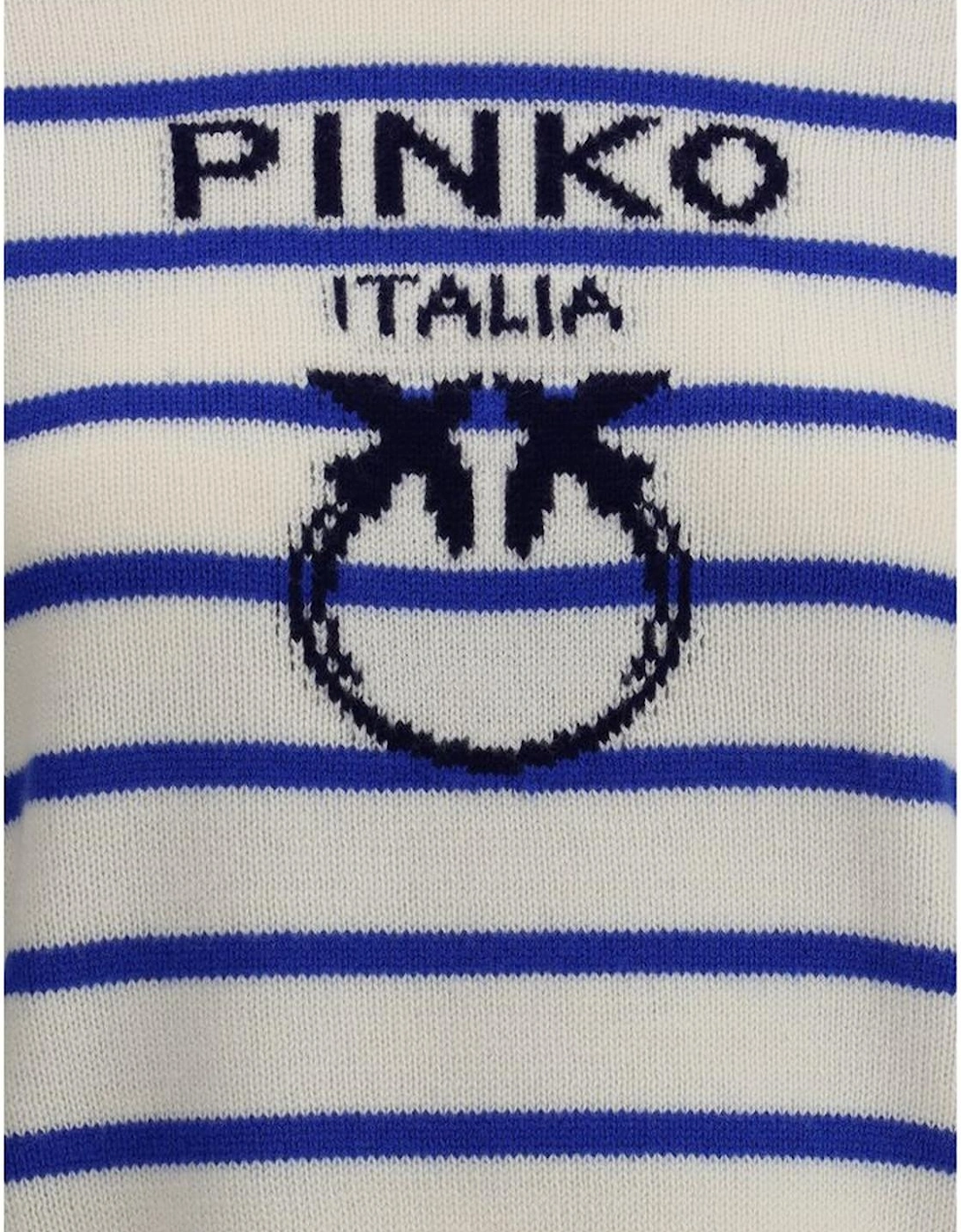 Striped Sweater with Ribbed Crew Neck and Logo Women - Multicolor