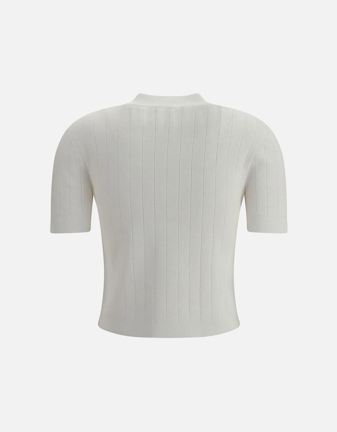 Cropped Short-Sleeved Buttoned Cardigan Women - White Sweaters
