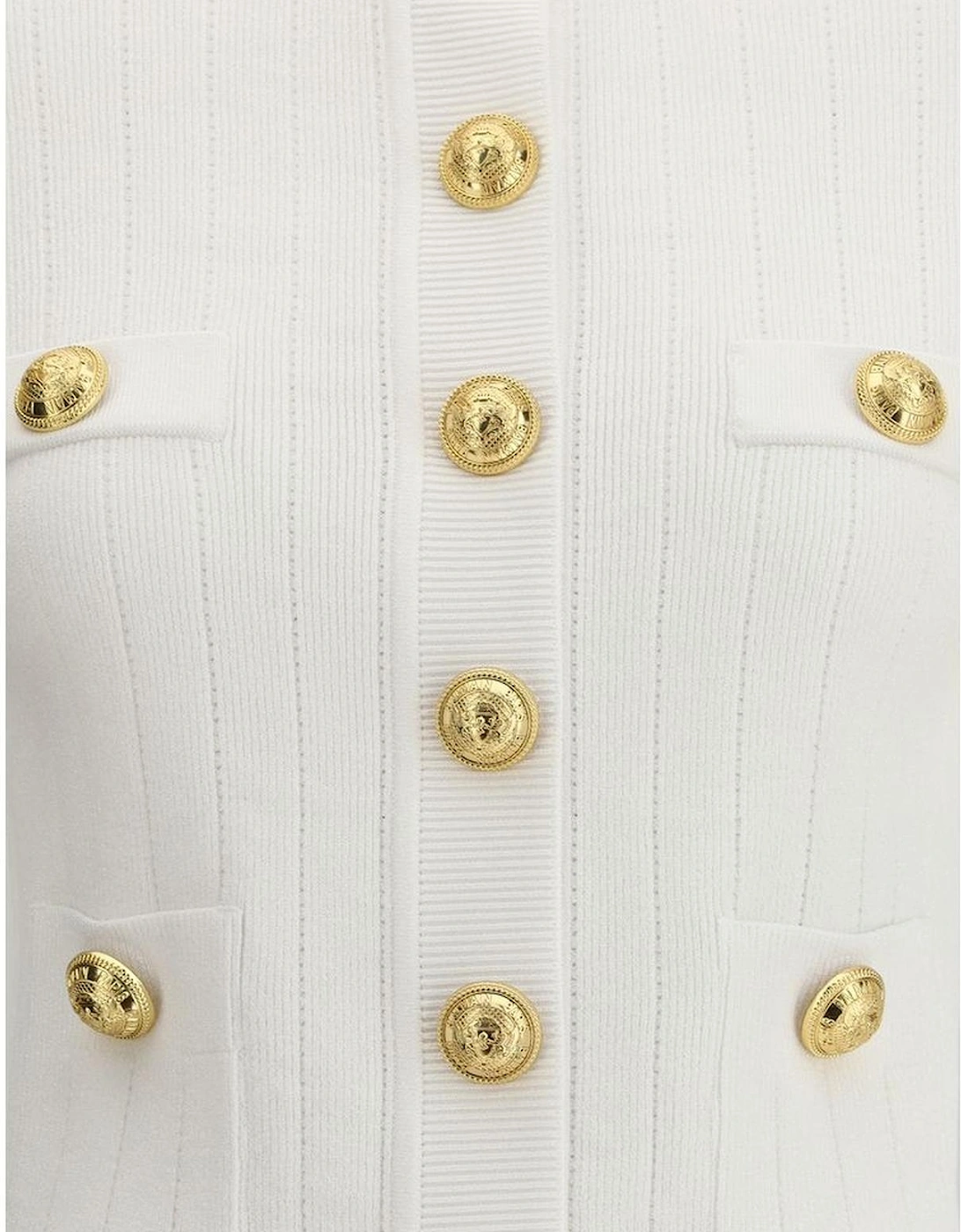 Cropped Short-Sleeved Buttoned Cardigan Women - White Sweaters