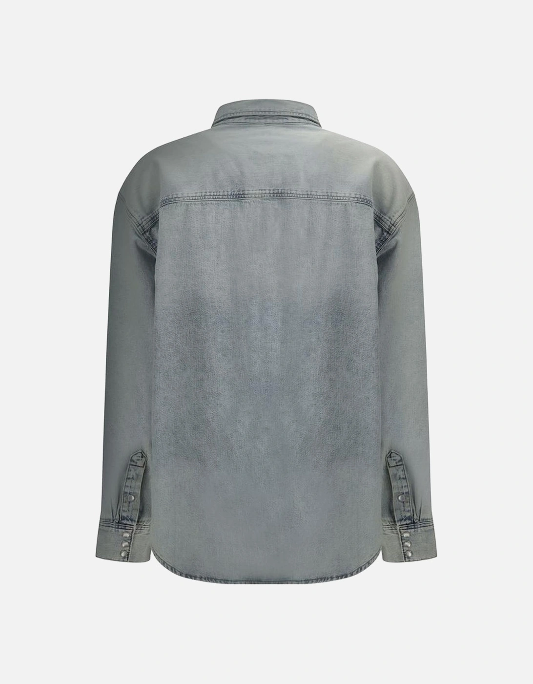 Cotton Denim Shirt with Patch Pockets and Snap Closure Women - Light