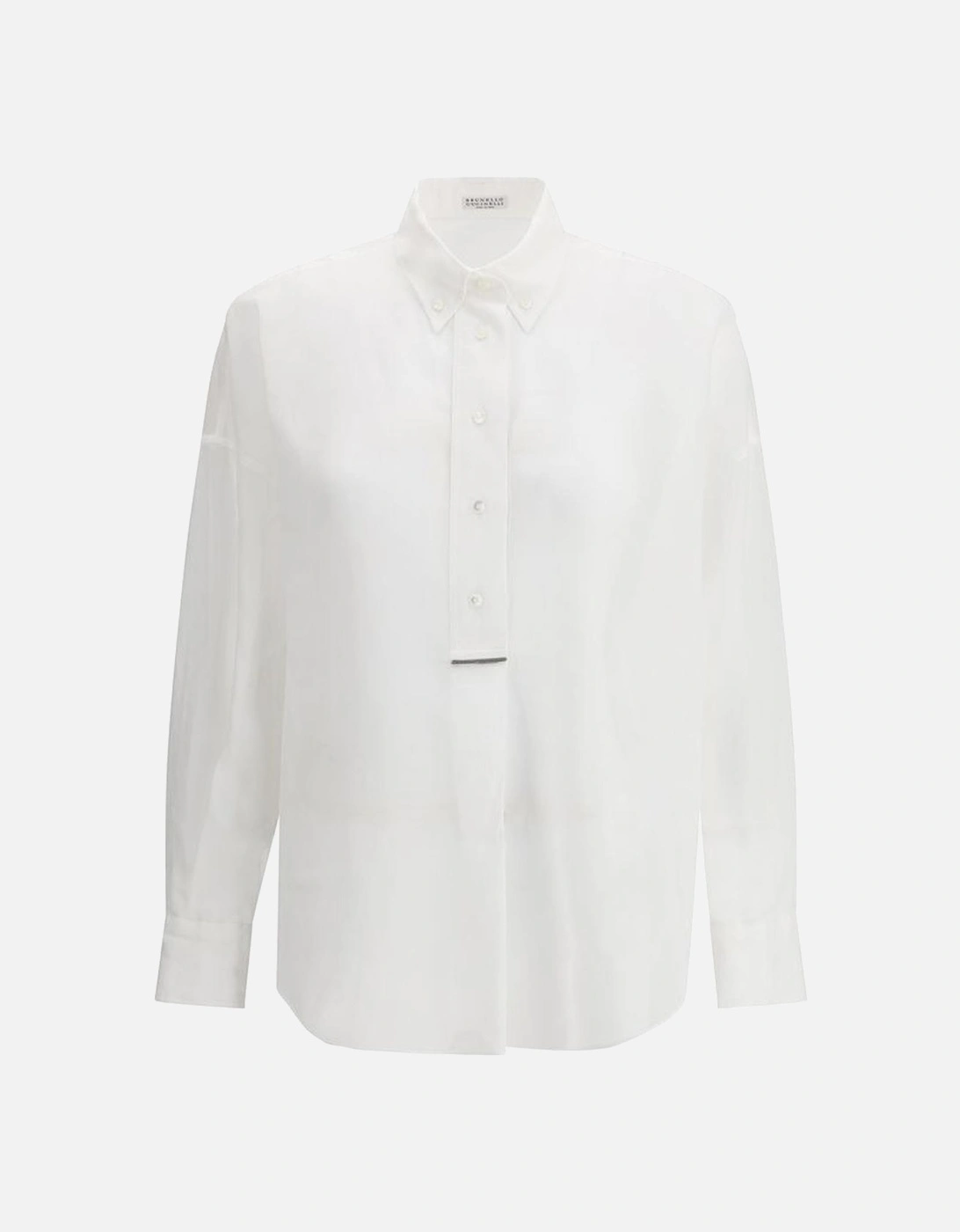 Semi-Sheer Shimmering Jewel Detail Shirt Women - White, 4 of 3