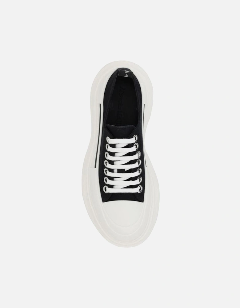 Cotton Sneakers with Reinforced Toe and Platform Sole Women - Black