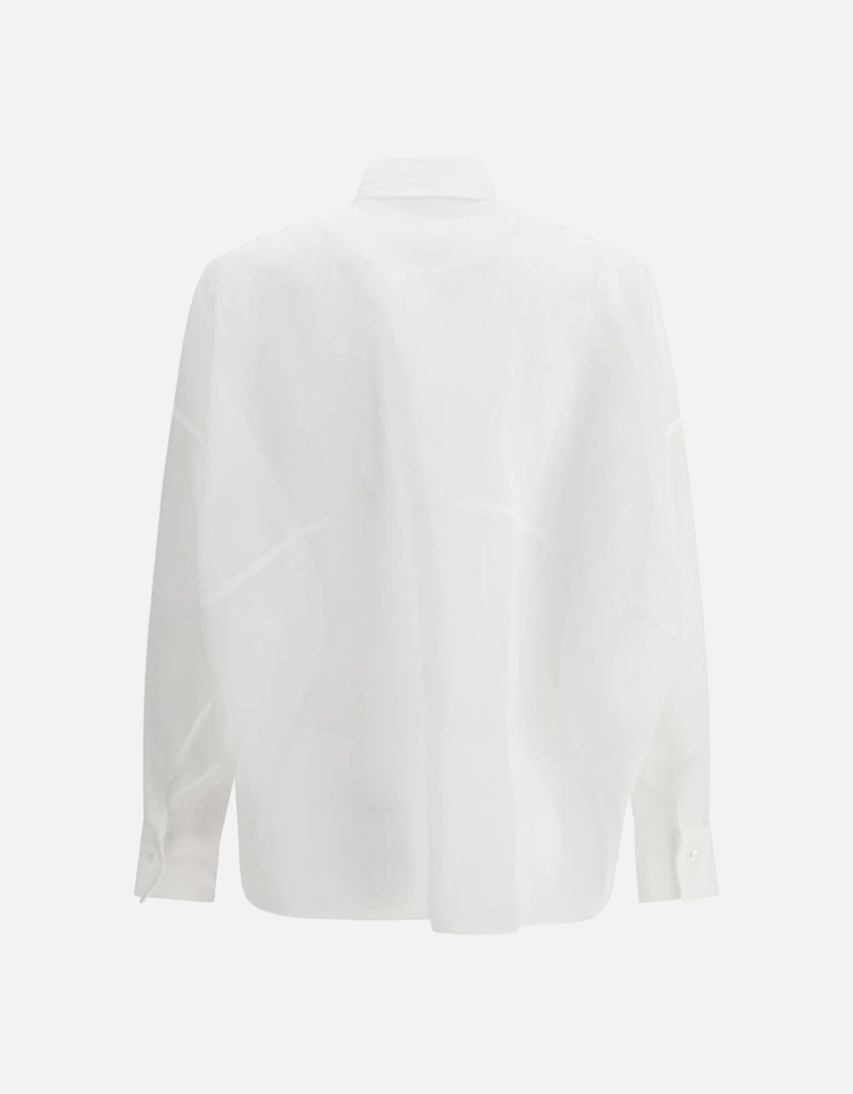 Semi-Sheer Shimmering Jewel Detail Shirt Women - White