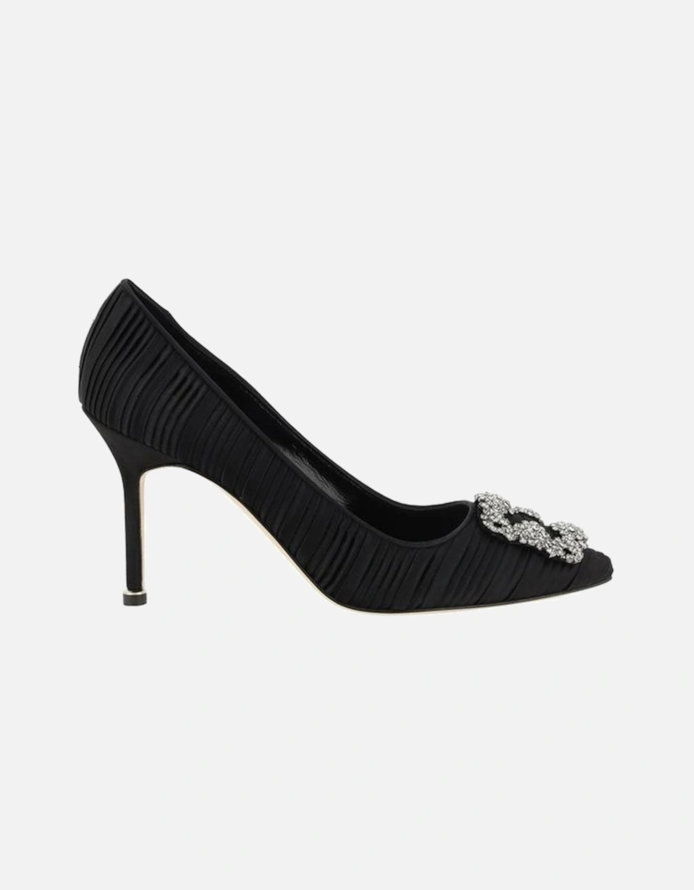 Silk Satin Hangisi Crystal Buckle Stiletto Pumps Women - Black