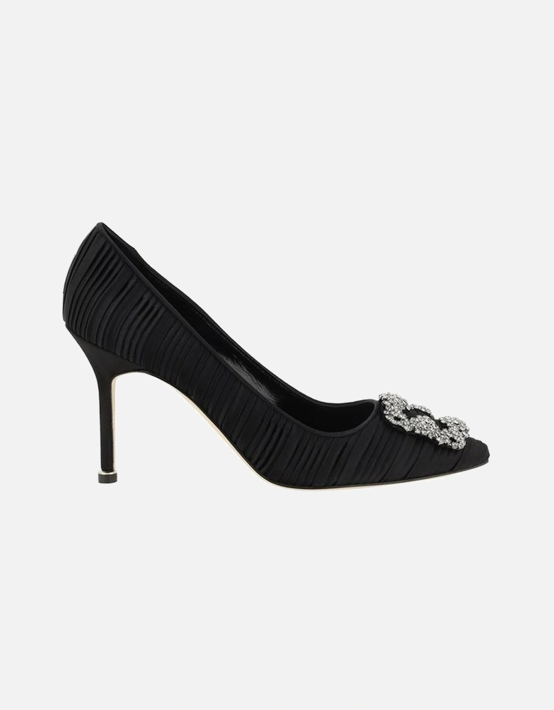 Silk Satin Hangisi Crystal Buckle Stiletto Pumps Women - Black, 5 of 4