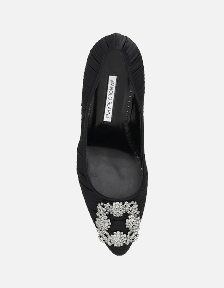 Silk Satin Hangisi Crystal Buckle Stiletto Pumps Women - Black