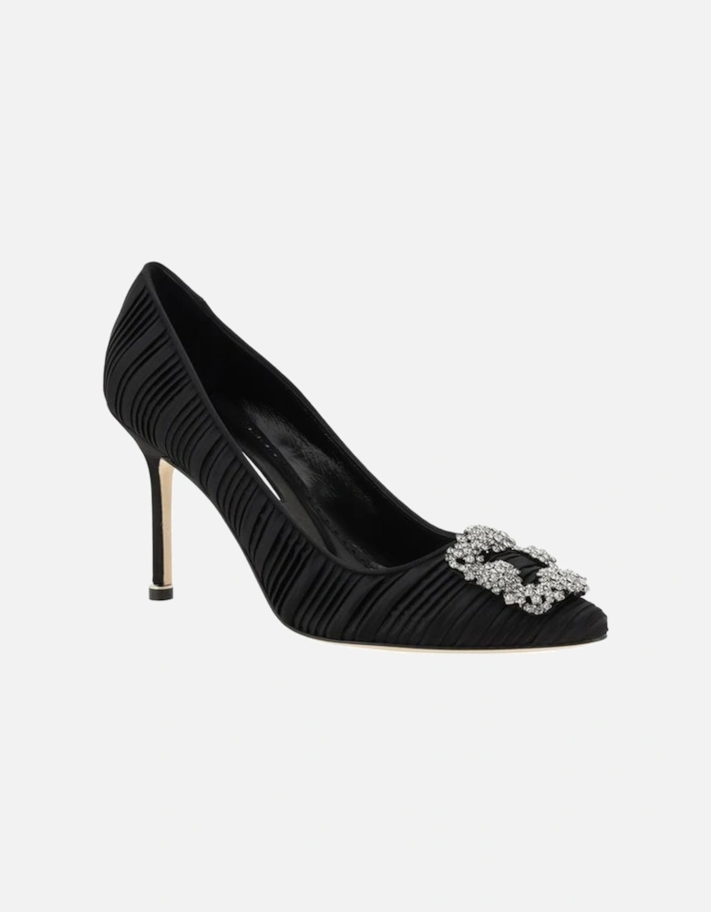 Silk Satin Hangisi Crystal Buckle Stiletto Pumps Women - Black