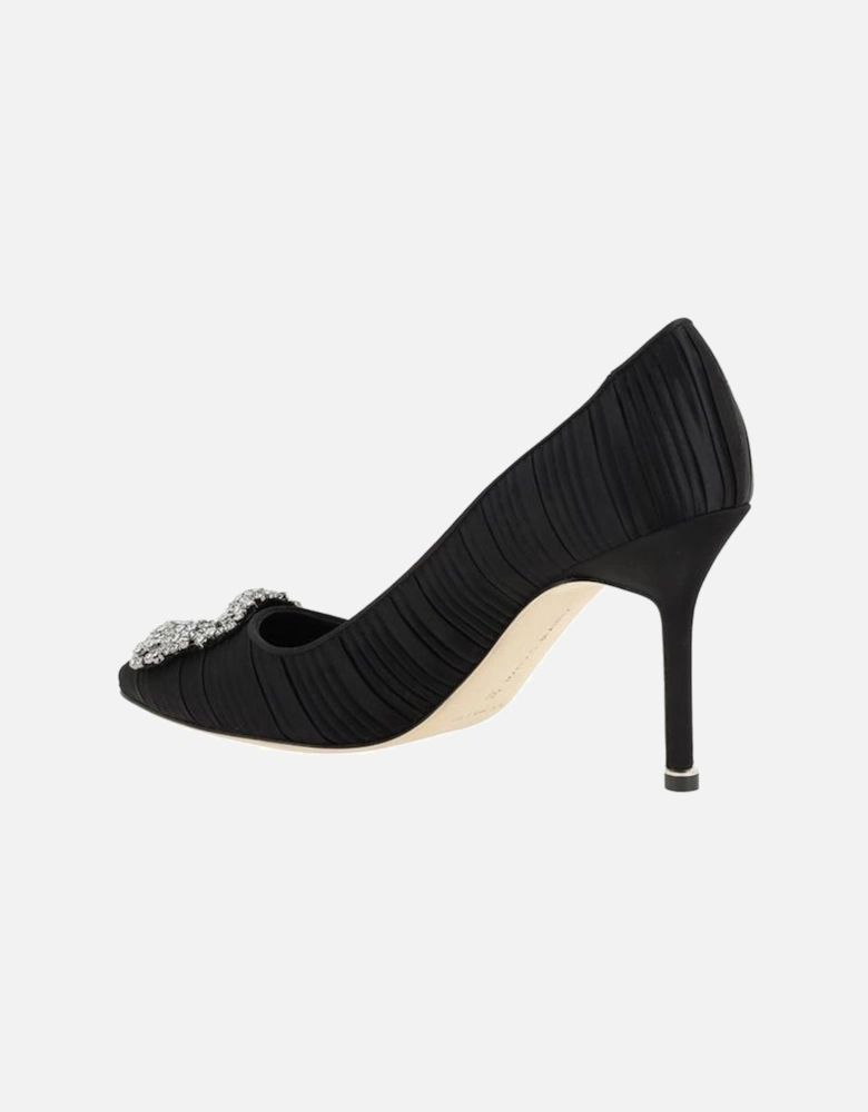 Silk Satin Hangisi Crystal Buckle Stiletto Pumps Women - Black