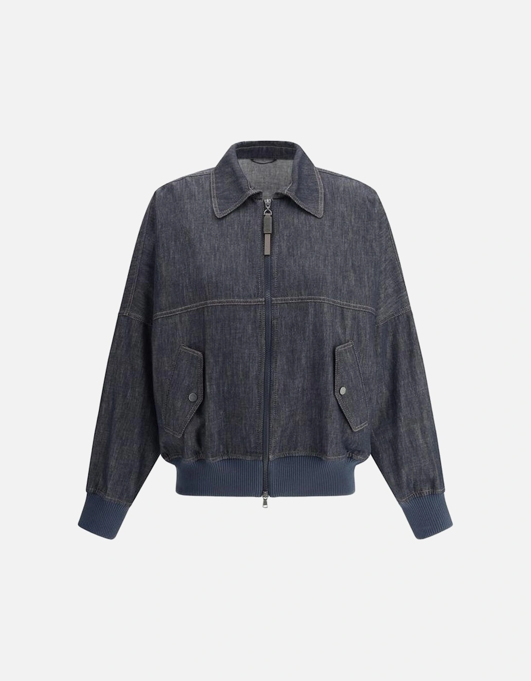 Denim Jacket with Ribbed Hem and Cuffs Women - Blue Jackets, 4 of 3