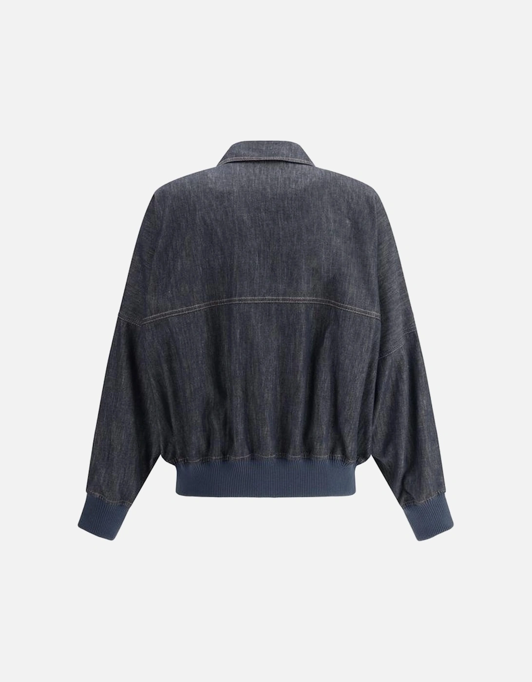 Denim Jacket with Ribbed Hem and Cuffs Women - Blue Jackets