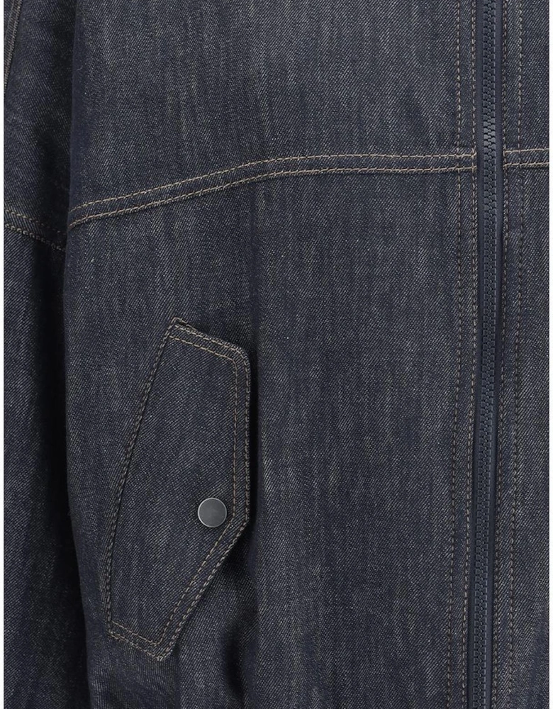 Denim Jacket with Ribbed Hem and Cuffs Women - Blue Jackets