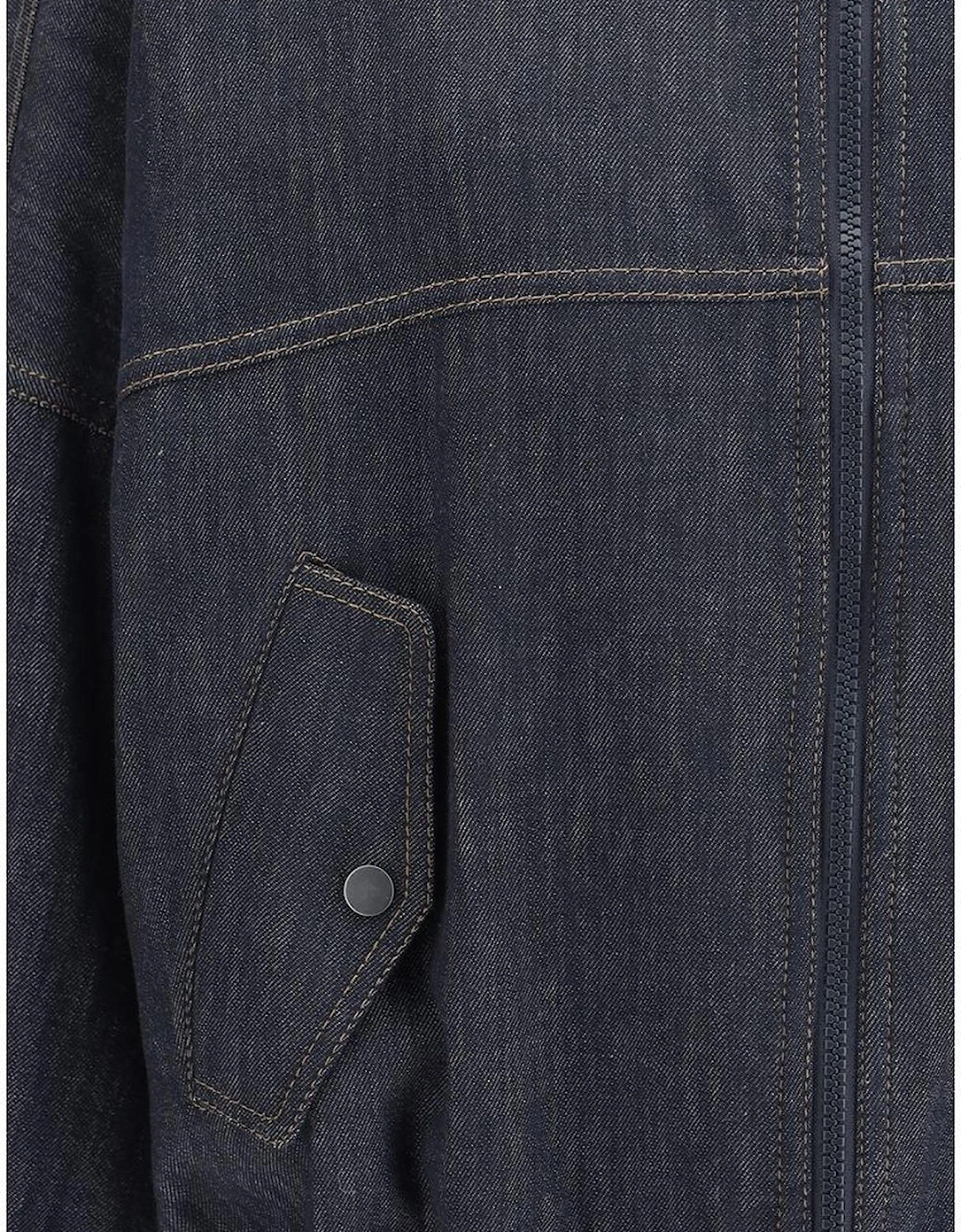 Denim Jacket with Ribbed Hem and Cuffs Women - Blue Jackets