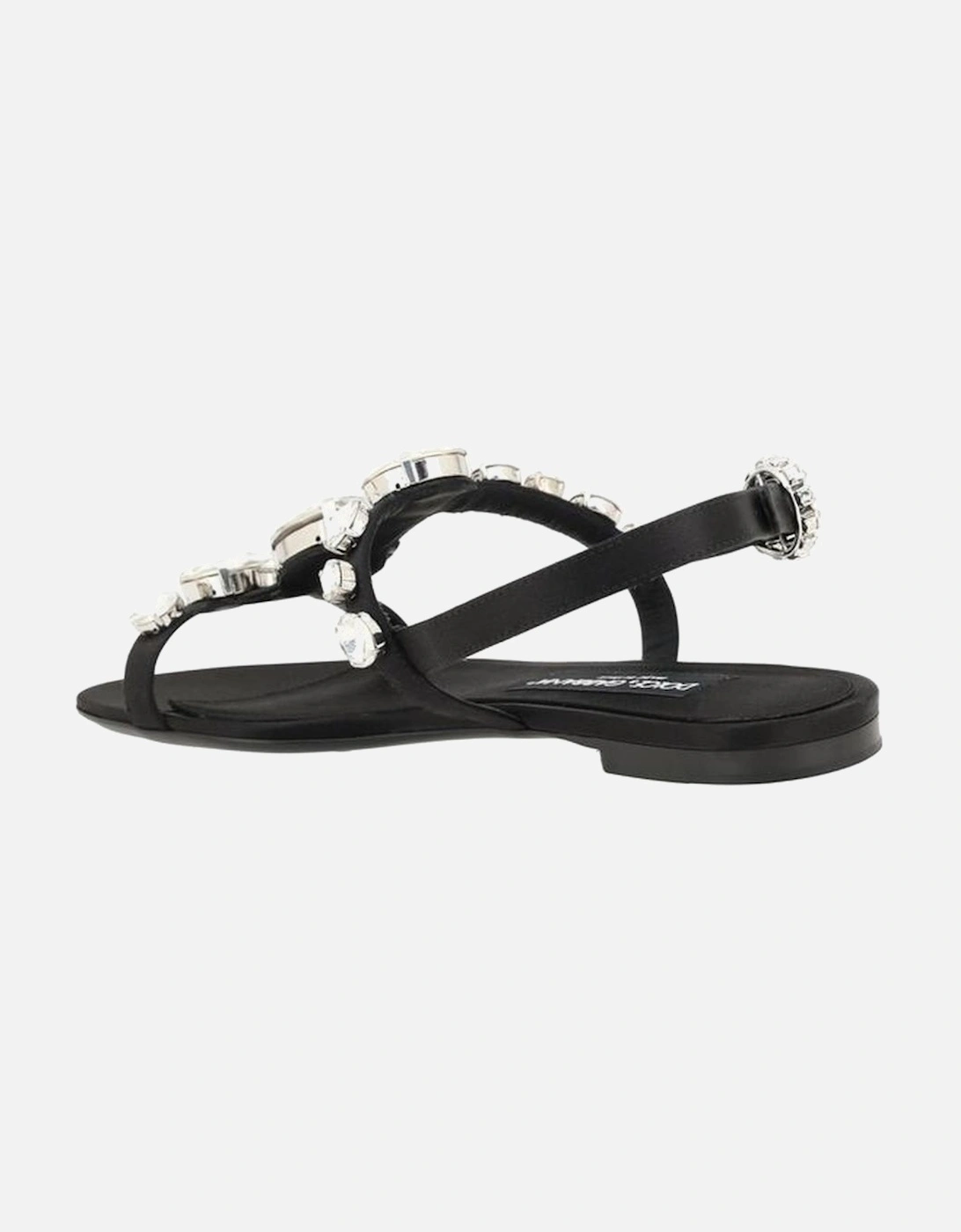 Satin Jeweled Sandals with Caged Design Women - Black