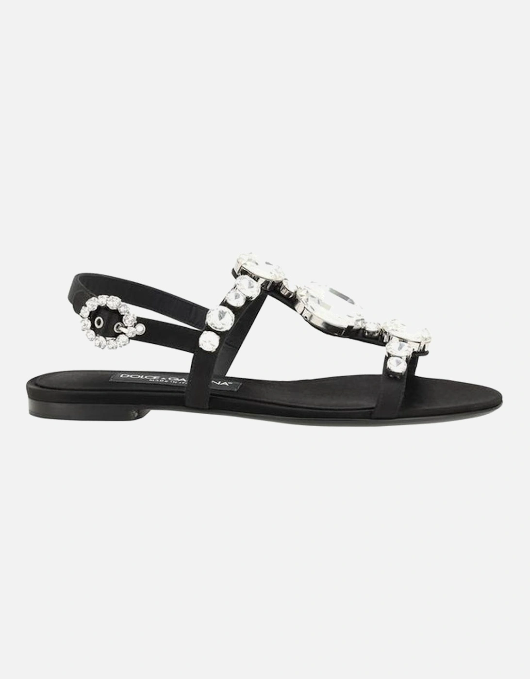 Satin Jeweled Sandals with Caged Design Women - Black, 5 of 4