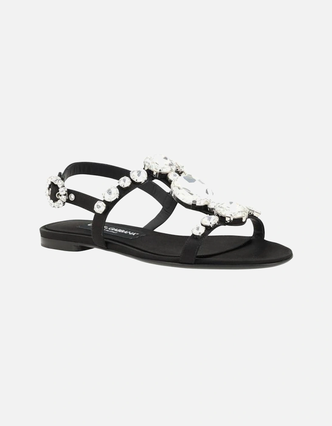 Satin Jeweled Sandals with Caged Design Women - Black