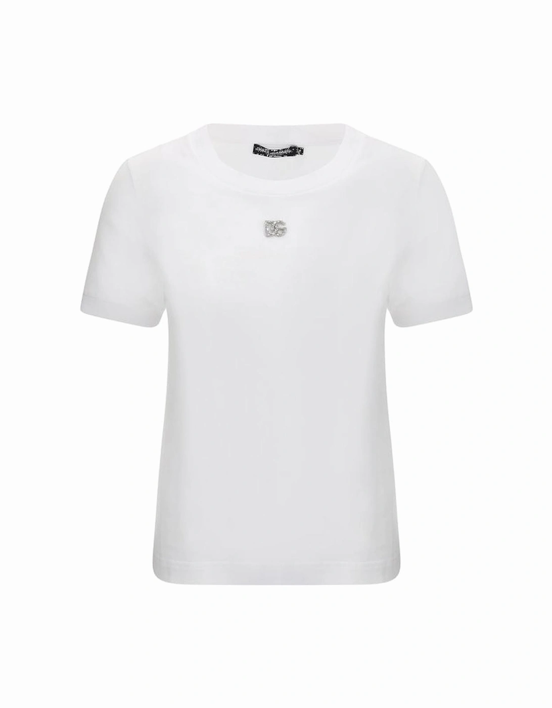 Cotton T-Shirt with Monogram Plaque and Jewels Women - White, 4 of 3