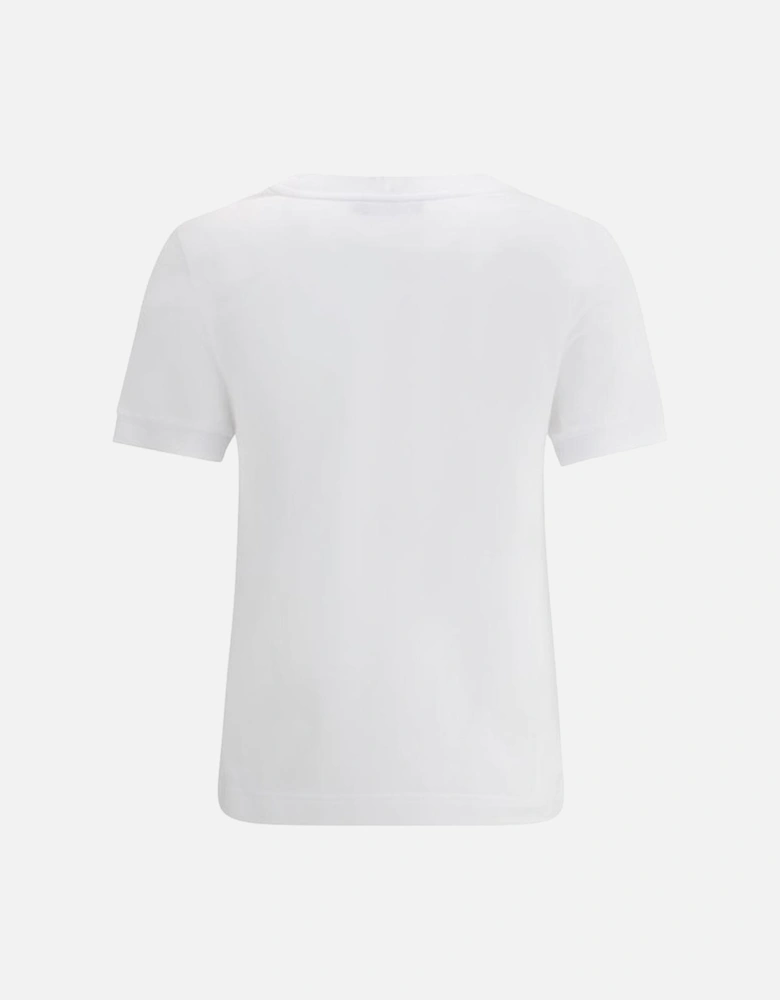 Cotton T-Shirt with Monogram Plaque and Jewels Women - White
