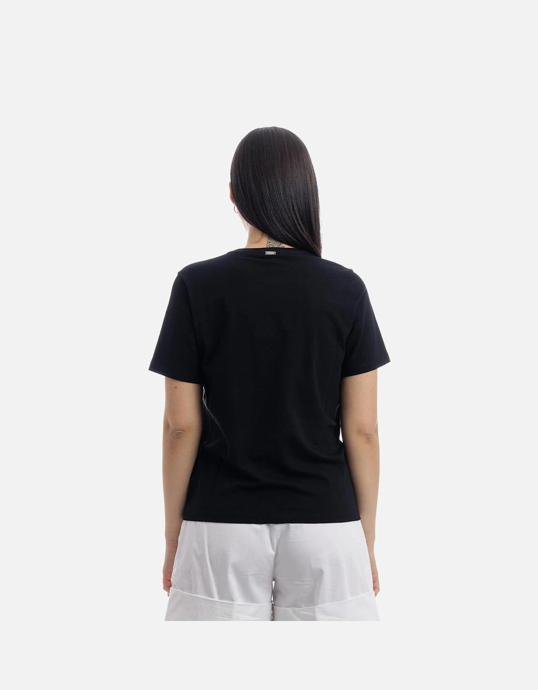Classic T-Shirt with Rhinestone Logo Women - Black