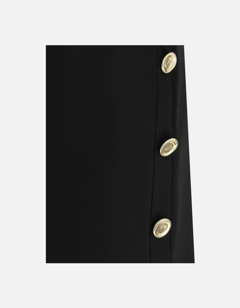 Monochrome V-Neck Dress with Side Slit Women - Black Dresses