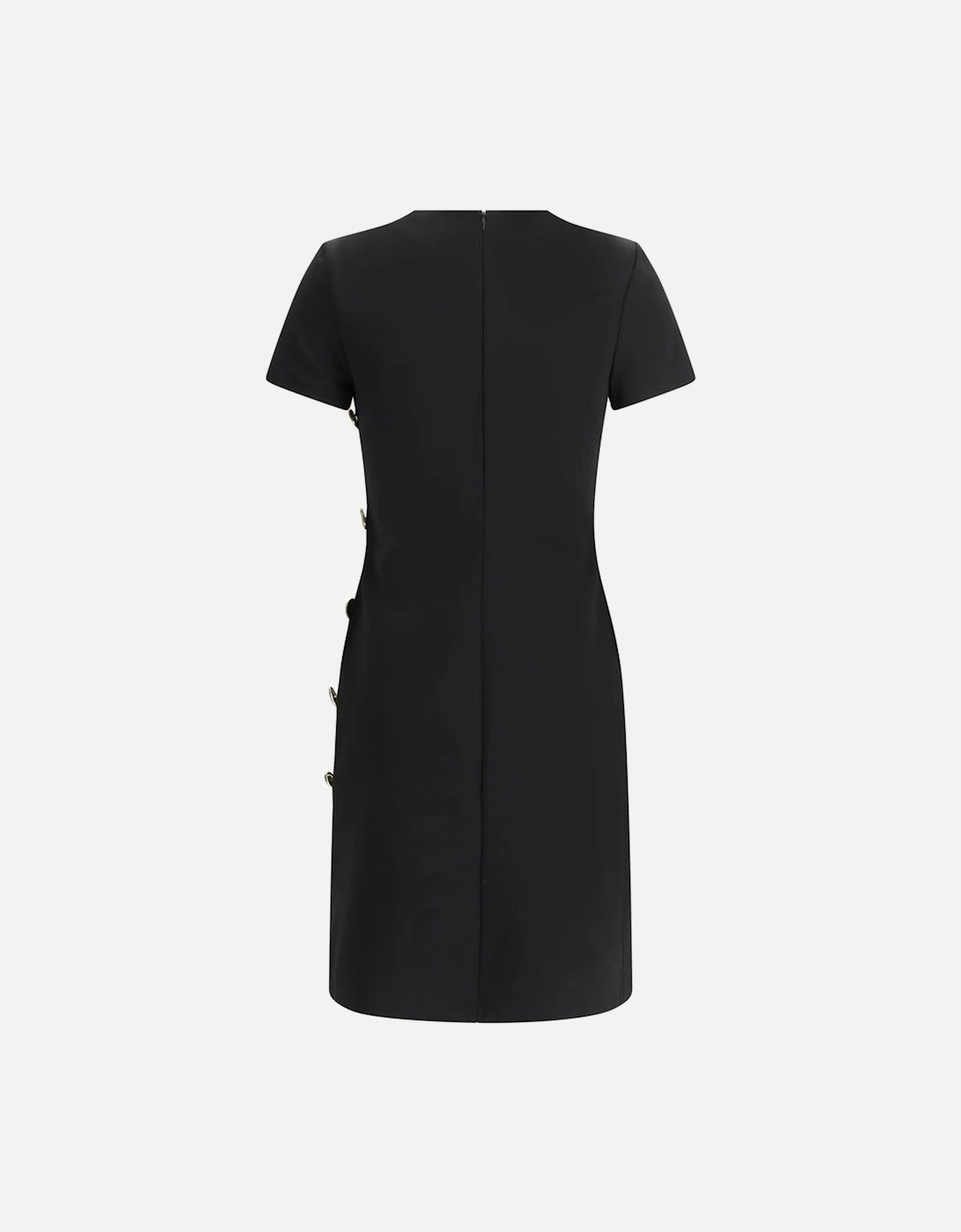 Monochrome V-Neck Dress with Side Slit Women - Black Dresses