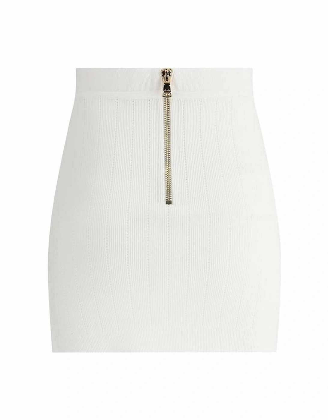 Ribbed Mini Skirt with Perforated Details Women - White