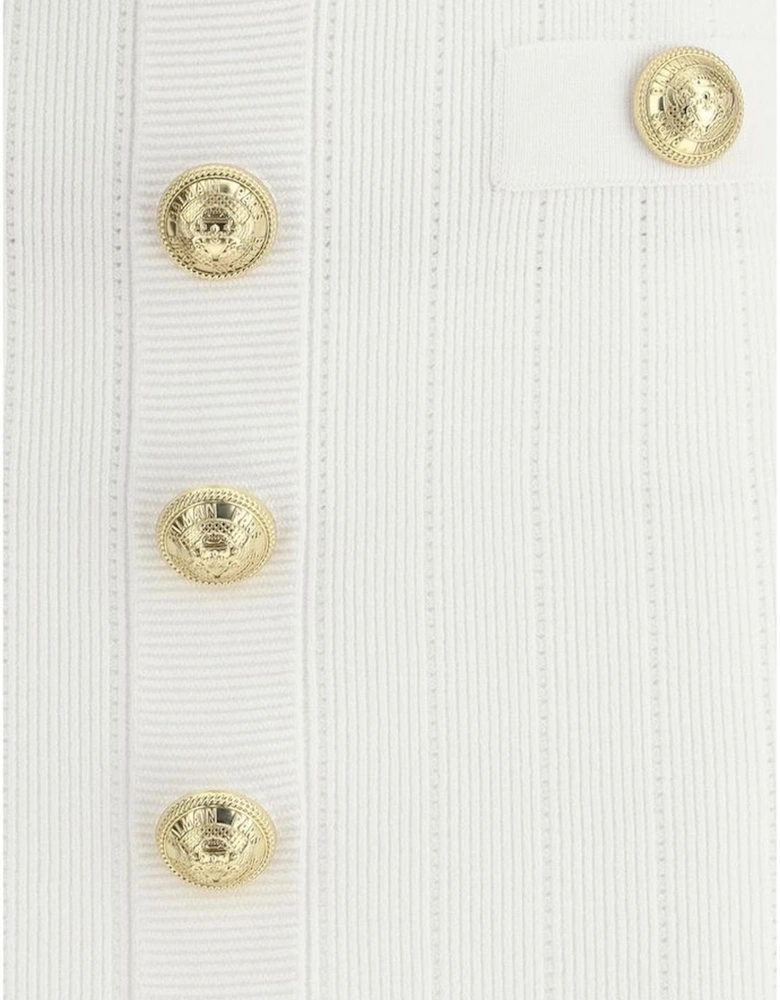 Ribbed Mini Skirt with Perforated Details Women - White