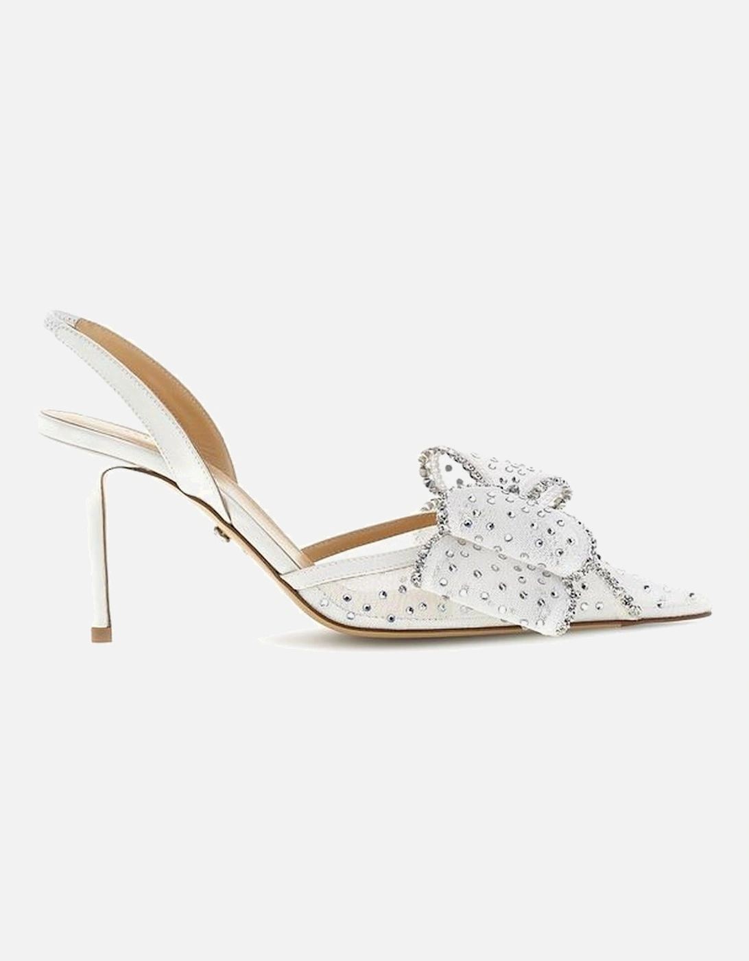 Elegant Rhinestone Bow Slingback Stiletto Pumps Women - White, 7 of 6