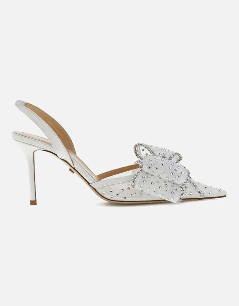 Elegant Rhinestone Bow Slingback Stiletto Pumps Women - White