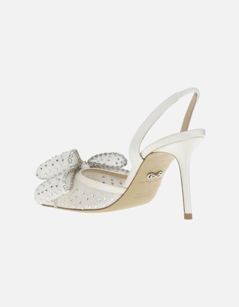Elegant Rhinestone Bow Slingback Stiletto Pumps Women - White