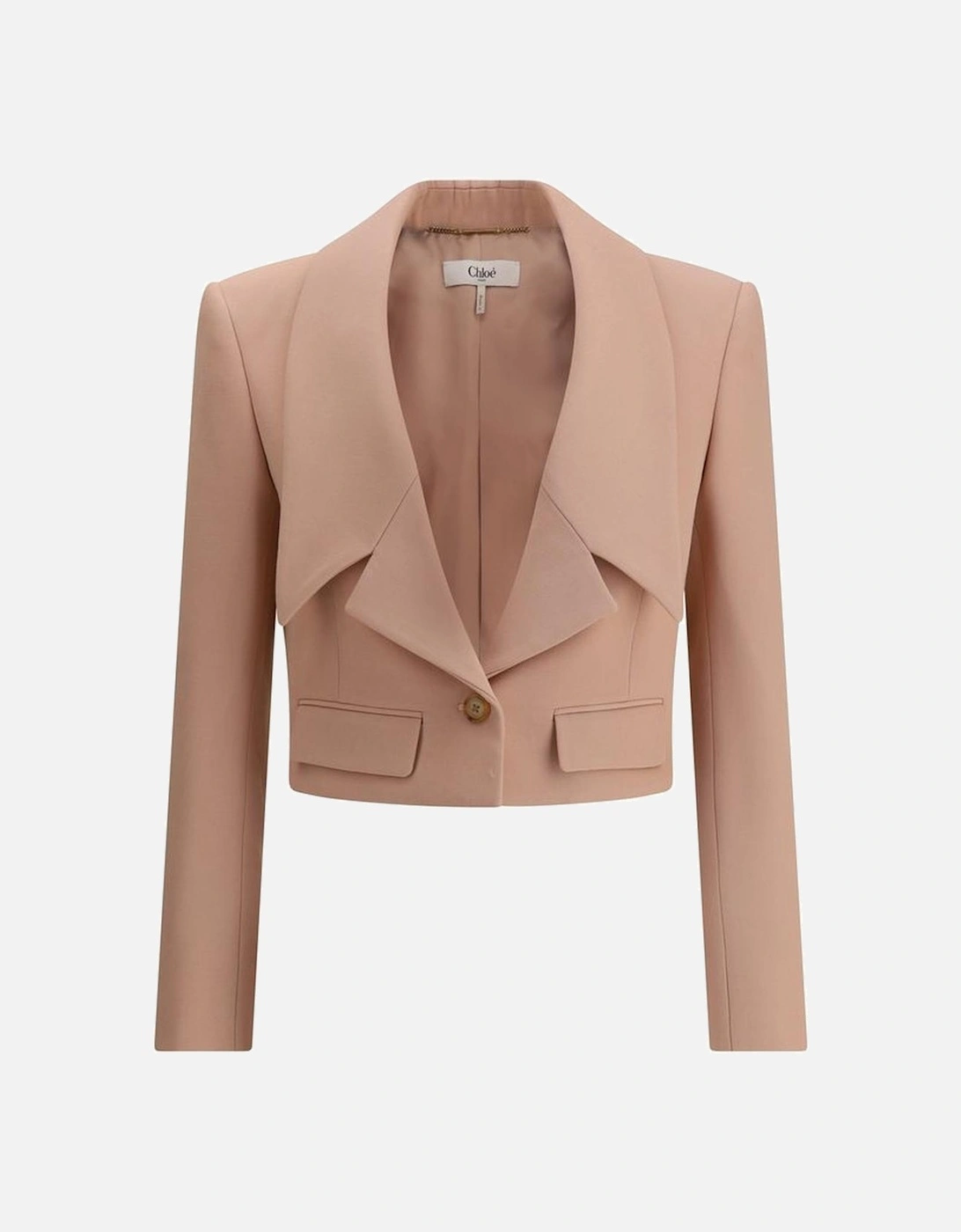 Wool Gabardine Cropped Blazer with Mini Flap Pockets Women -, 4 of 3