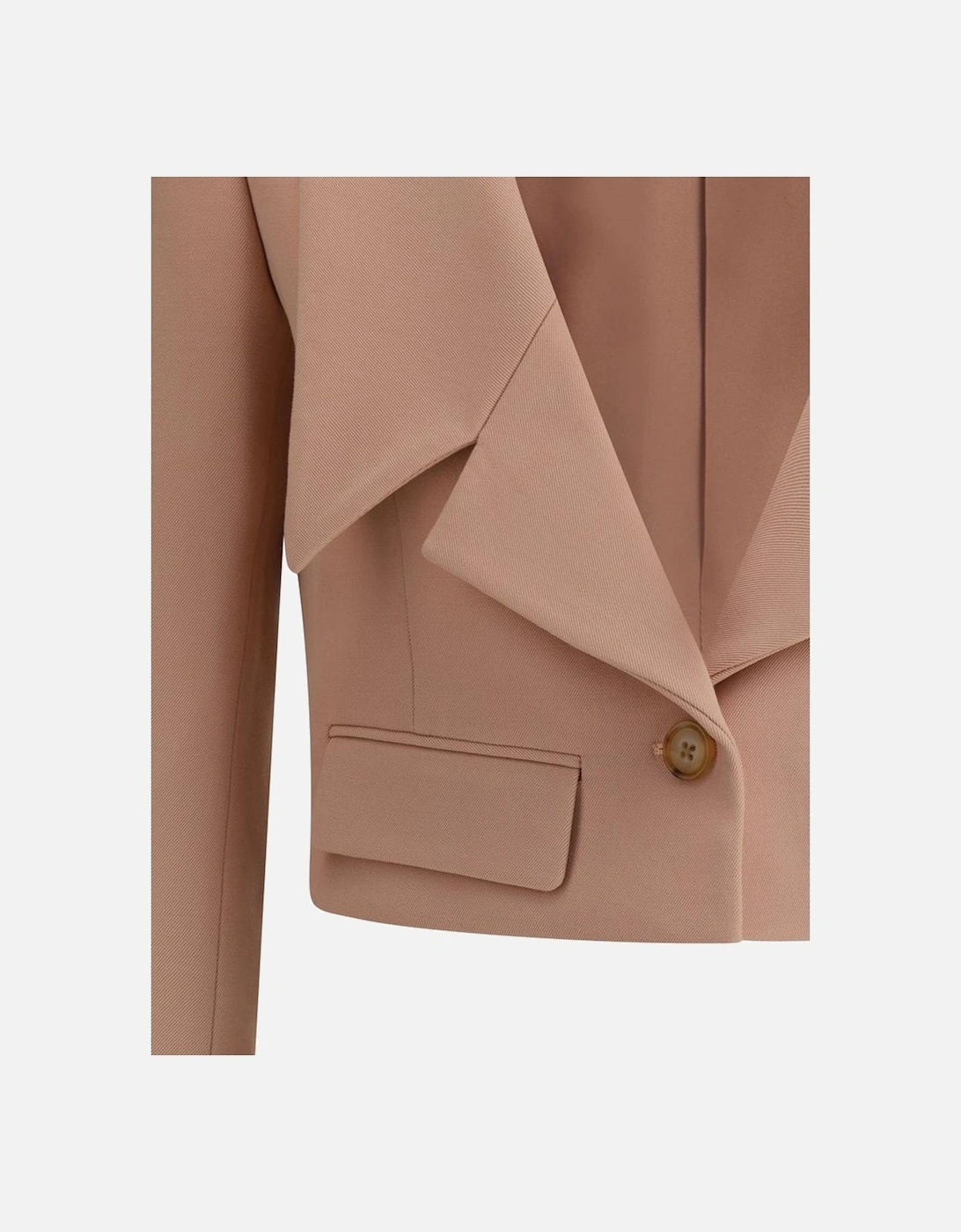 Wool Gabardine Cropped Blazer with Mini Flap Pockets Women -