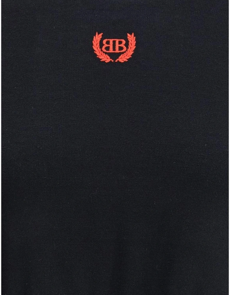 Cropped Oversized Sweater with Embroidered Logo Women - Black