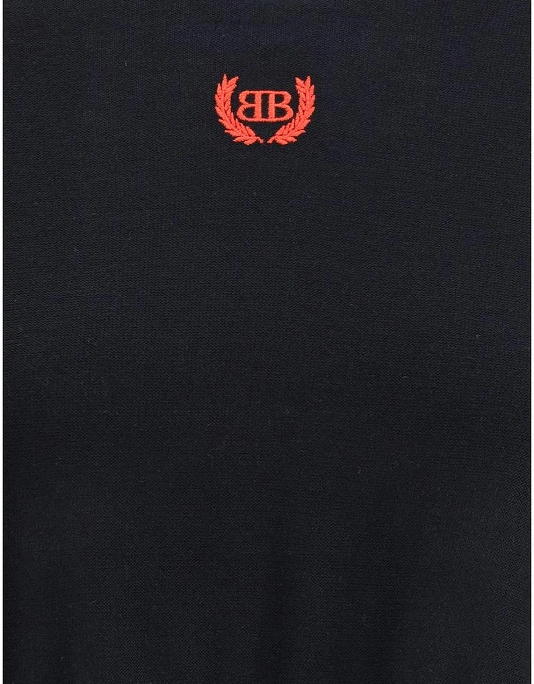 Cropped Oversized Sweater with Embroidered Logo Women - Black