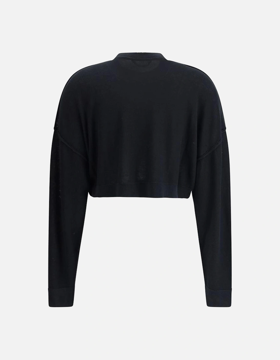 Cropped Oversized Sweater with Embroidered Logo Women - Black