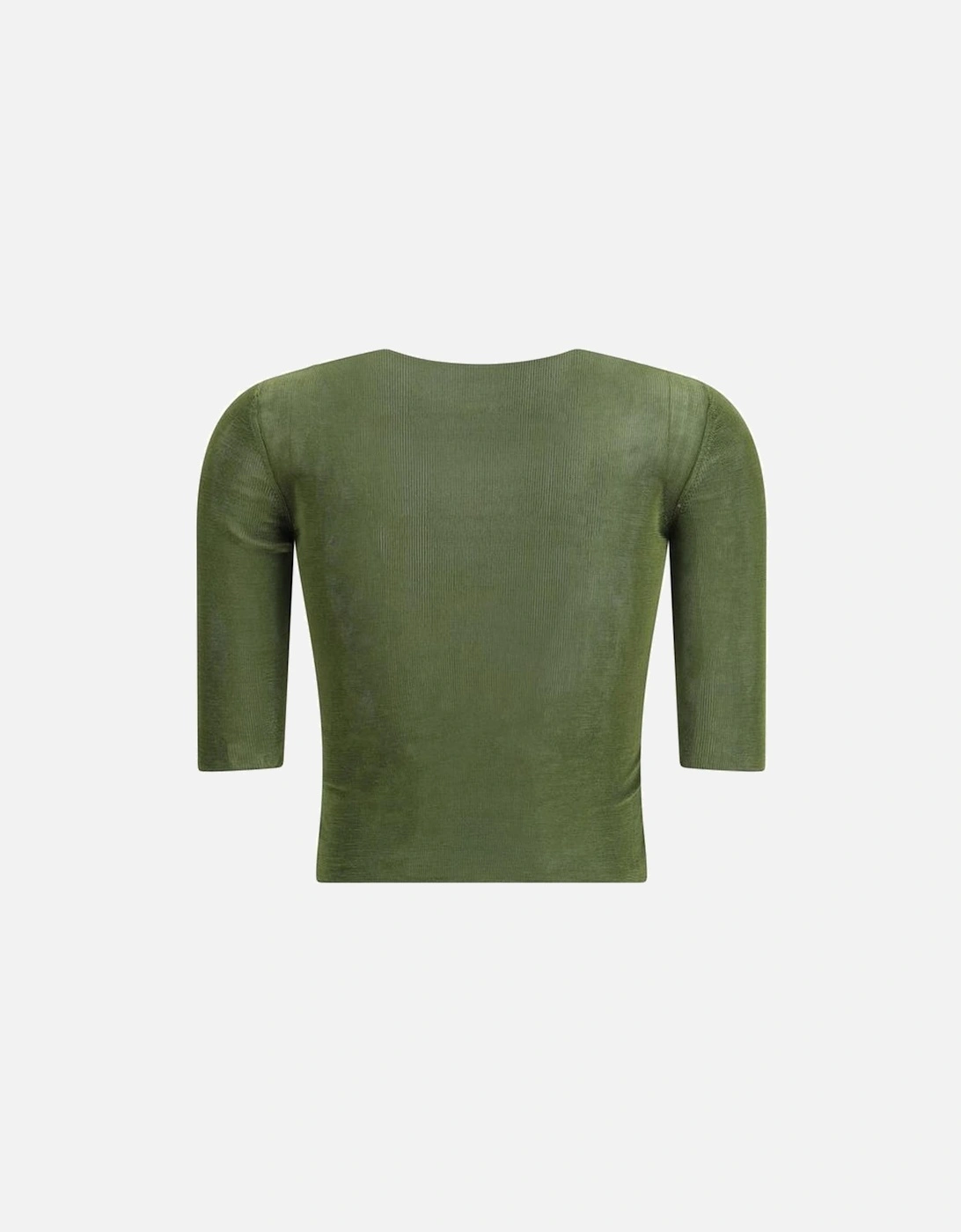 Metallic Plaque Logo Fitted Crew Neck Top Women - Bicolor T-Shirts