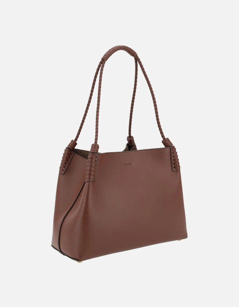 Libra Leather Tote Bag with Twisted Handles Women - Brown Shoulder