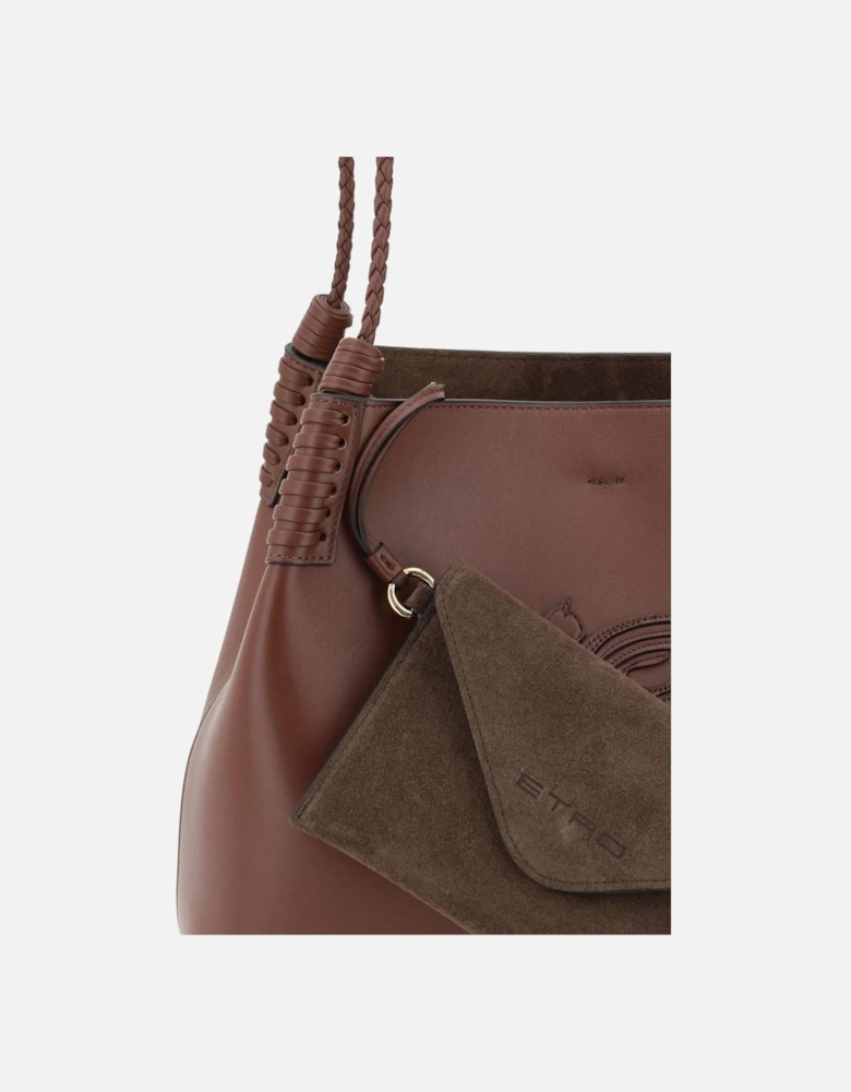 Libra Leather Tote Bag with Twisted Handles Women - Brown Shoulder