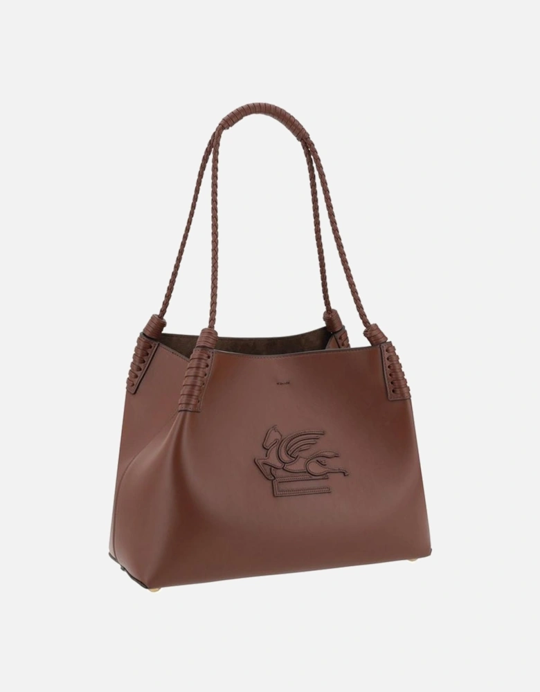 Libra Leather Tote Bag with Twisted Handles Women - Brown Shoulder
