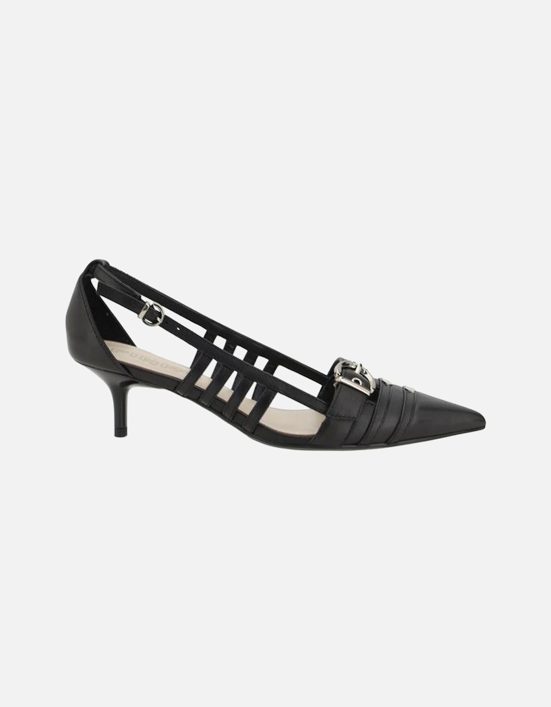 Lace-Up Slingback Leather Kitten Heel Pumps Women - Black, 5 of 4